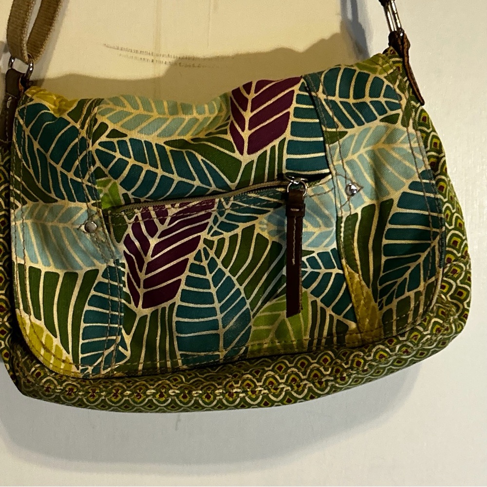 RELIC by FOSSIL Canvas Crossbody Bag Purse with Palm Leaf Print